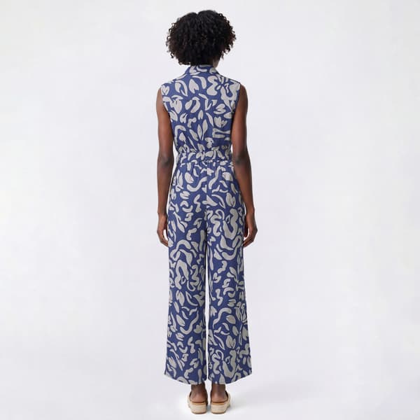 Womens Harlow & Rose Sleeveless Abstract Button Front Jumpsuit