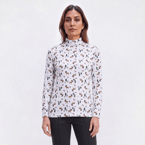 Petite Hasting & Smith Long Sleeve Mushroom Evergreen Tee - image 
