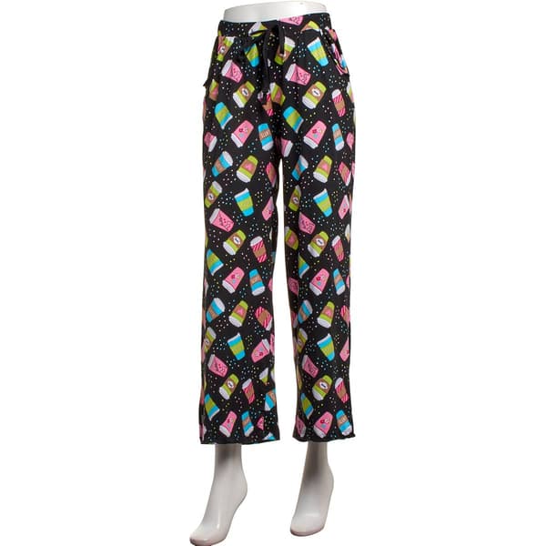 Juniors Pillow Talk Coffee Cups Wide Leg Crop Pajama Pants