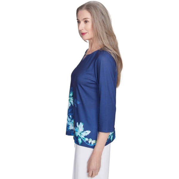 Womens Alfred Dunner Nantucket Asymmetric Floral Blouse