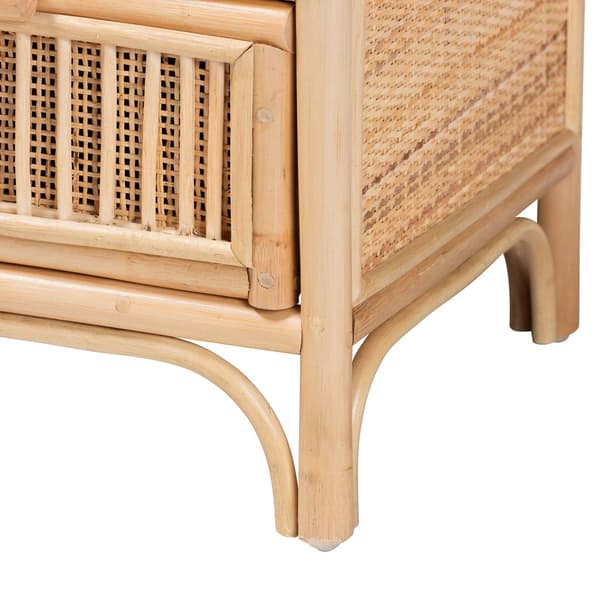 bali & pari Adrika Bohemian Natural Rattan 2-Drawer Nightstand