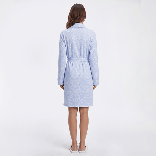 Womens Laura Ashley® Long Sleeve Rose Bud Shawl Collar Robe
