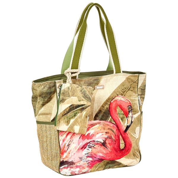 Caribbean Joe Flamingo with Palm Tote