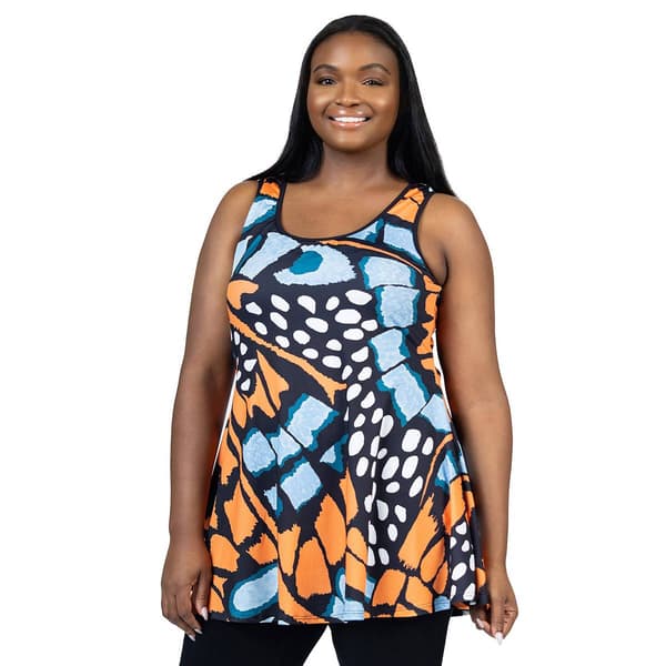 Plus Size 24/7 Comfort Apparel Butterfly Scoop Neck Tank Top
