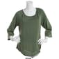 Womens Absolutely Famous 3/4 Sleeve Scoop Neck Lace Hem Blouse - image 3