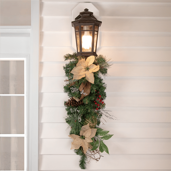 Northlight 28in. Pine Berry & Poinsettia Christmas Teardrop Swag