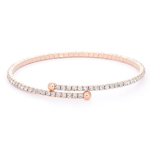 Single Row Rose Plated & Crystal Flex Coil Bracelet