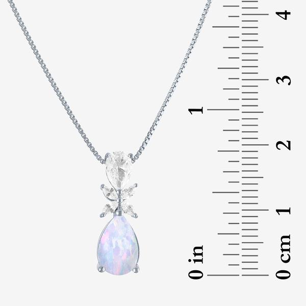 Gemstone Classics™ Silver Lab Grown Opal & Sapphire Pendant