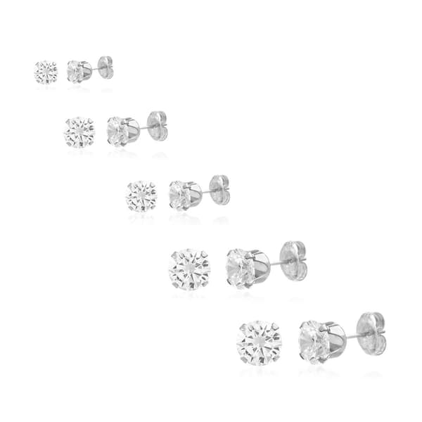 Lesa Michele&#40;tm&#41; Round Silver Graduated 5pc. Stud Earring Set - image 