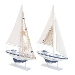 9th & Pike(R) Wooden Sailboat Sculpture Set Of 2