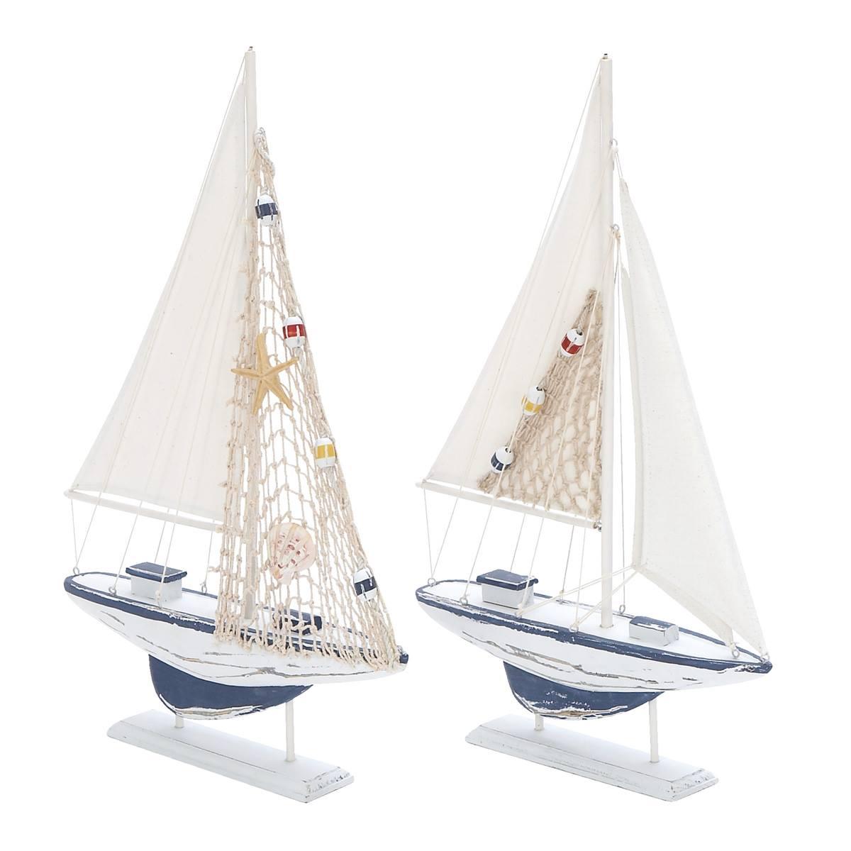 9th & Pike(R) Wooden Sailboat Sculpture Set Of 2