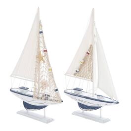 9th & Pike&#40;R&#41; Wooden Sailboat Sculpture Set Of 2