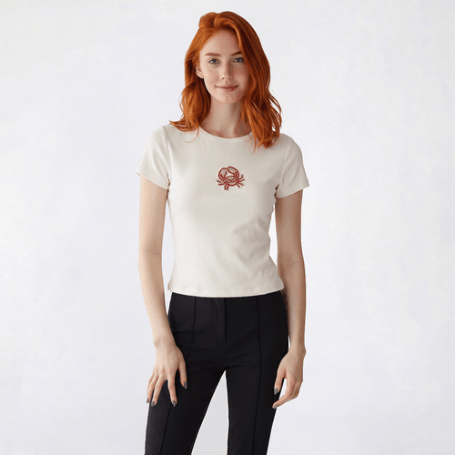 Juniors No Comment Beaded Applique Baby Tee - image 
