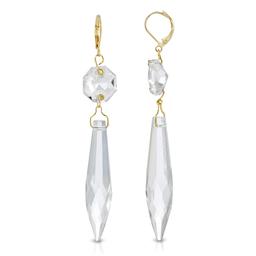 1928 Gold Tone Clear Crystal Linear Drop Earrings