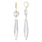 1928 Gold Tone Clear Crystal Linear Drop Earrings - image 1