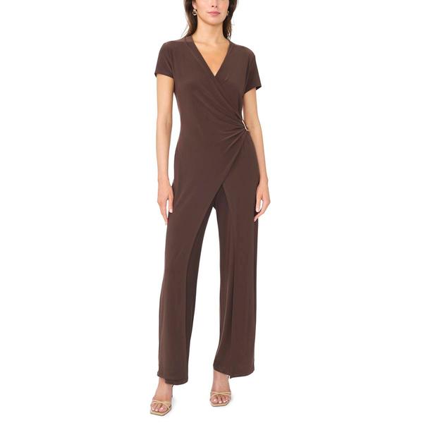 Womens MSK Short Sleeve Solid Wrap Jumpsuit - image 