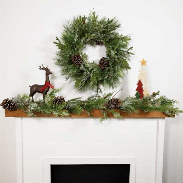 Northlight 28in. Frosted Mixed Pine & Cedar Christmas Wreath