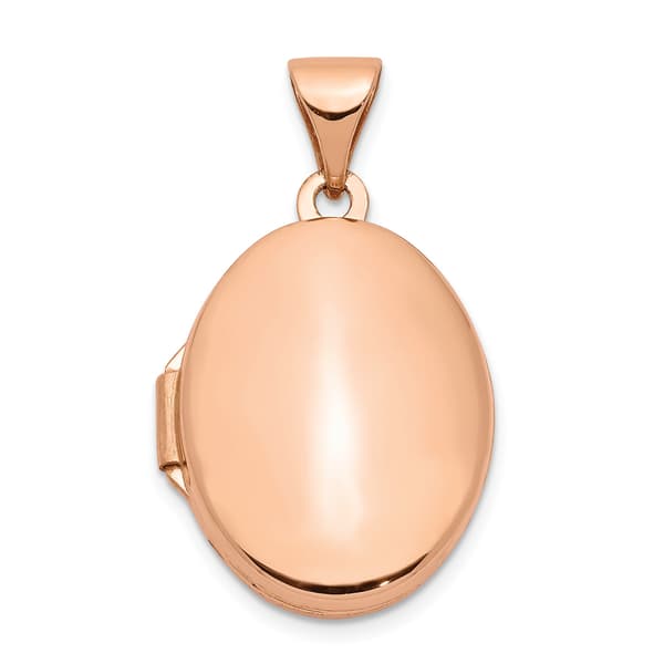 Gold Classics&#40;tm&#41; 14kt. Rose Gold Polished 17mm Plain Oval Locket - image 