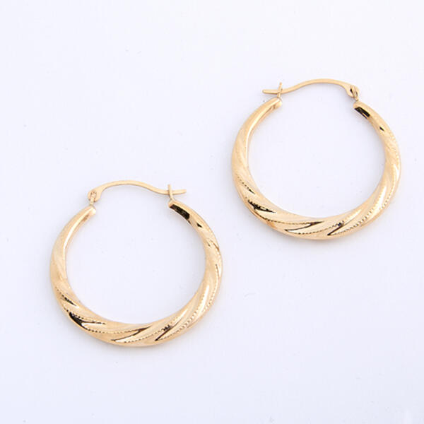 Candela 14kt. Swirl Puffed Hoop Earrings - image 