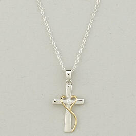 Sterling Silver & Cubic Zirconia Heart Cross Necklace