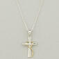 Sterling Silver & Cubic Zirconia Heart Cross Necklace - image 1