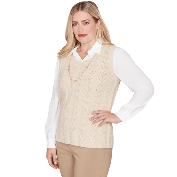 Womens Alfred Dunner Urban Legend Pointelle Texture Two In One S