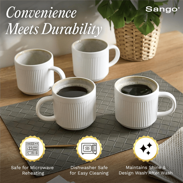 Sango Anderson Reactive Cream 16.5oz. Coffee Mugs - Set of 4