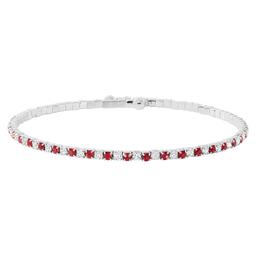 Athra Fine Silver Plated Red & White Crystal Coil Bracelet