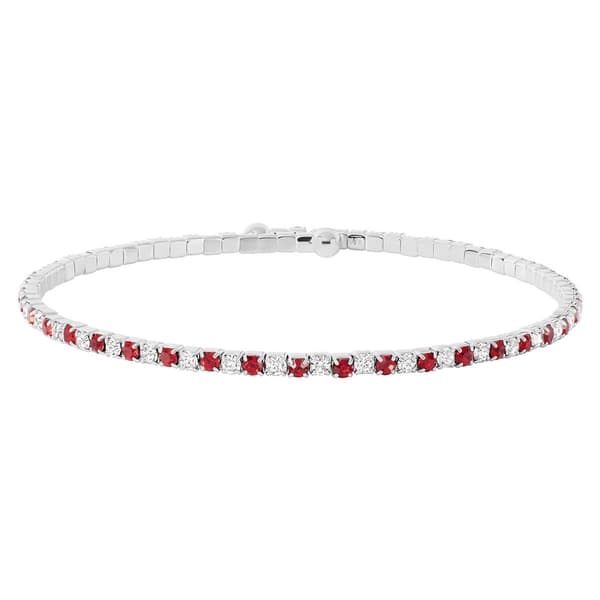 Athra Fine Silver Plated Red & White Crystal Coil Bracelet