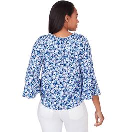 Womens Emaline Delphi 3/4 Sleeve Floral Ruffle Blouse