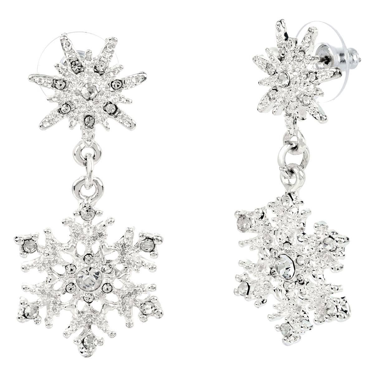 Silver Plated Snowflake Post Earrings