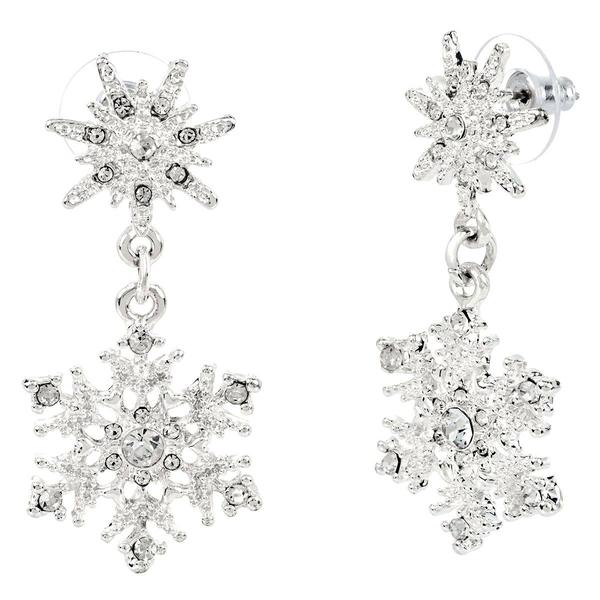 Silver Plated Snowflake Post Earrings - image 