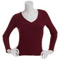 Juniors 7th & Hudson Long Sleeve Double Layer Deep V-Neck Tee - image 1