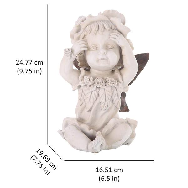 Hi-Line Gift Baby Fairy w/ Hands on Her Face Garden Statue