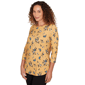 Womens Emaline Key Items 3/4 Sleeve Boat Neck Floral Tee - image 3