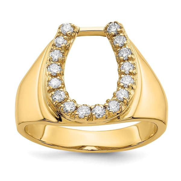 Mens Gentlemens Classics&#40;tm&#41; 14kt. Gold Diamond Horseshoe Ring - image 