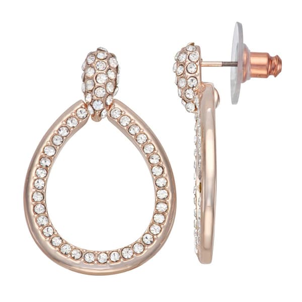 You''re Invited Gold-Tone Crystal Teardrop Doorknocker Earrings - image 