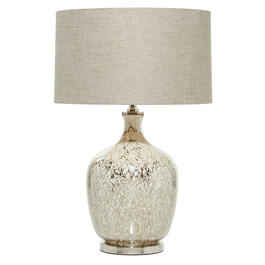 9th & Pike&#40;R&#41; Silver Glass Table Lamp with Linen Shade