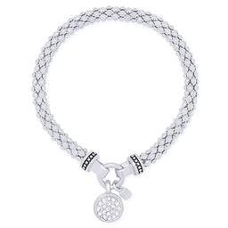 Nine West Silver-Tone Circle Charm Mesh Stretch Bracelet
