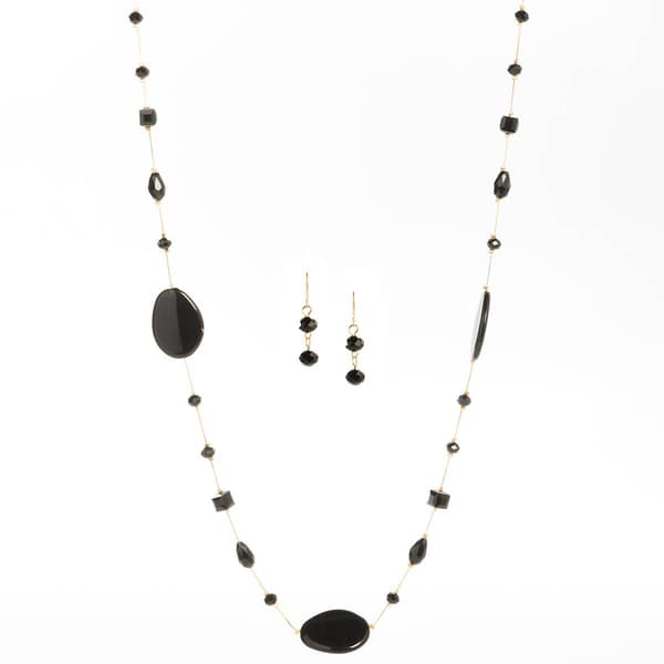 Ashley Cooper(tm) Mixed Jet Bead Chain Necklace & Earring Set - image 