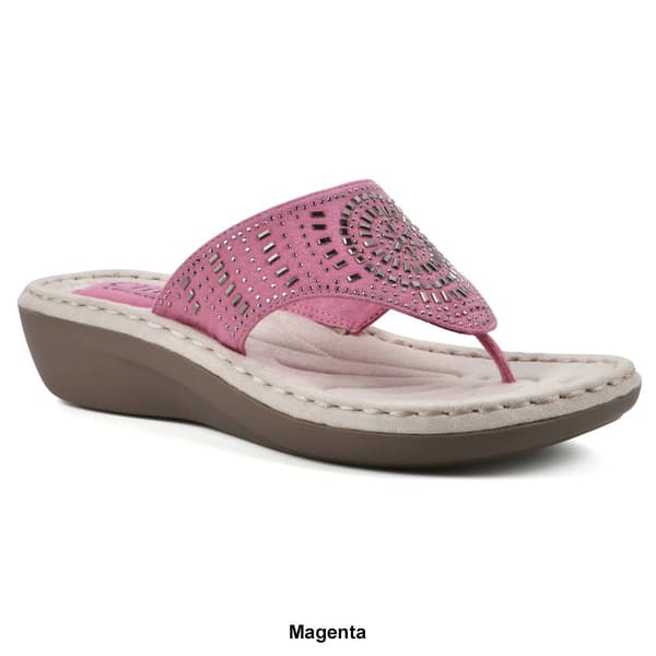 Womens Cliffs by White Mountain Cienna Wedge Thong Sandals