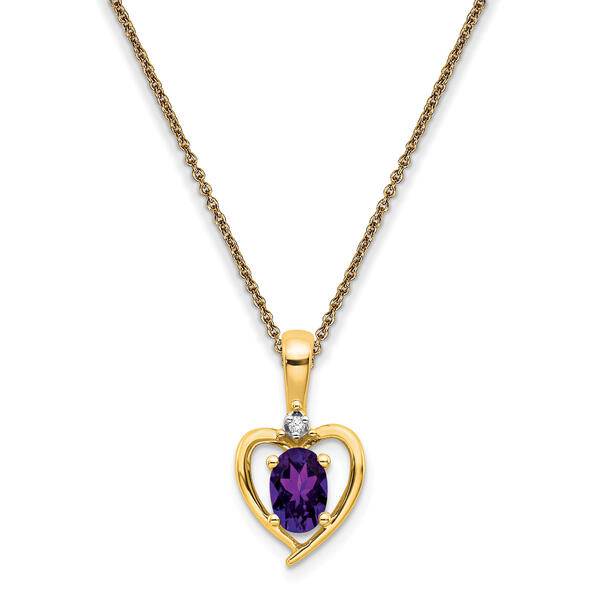Gemstones Classics&#40;tm&#41; 14kt. Amethyst Diamond Pendant Necklace - image 