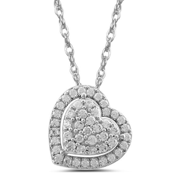 Sterling Silver 1/3cttw. Diamond Heart Pendant - image 