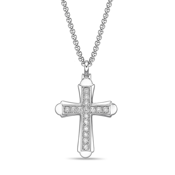Mens Lynx 1/2ctw. Lab-Grown Diamond Cross Pendant Necklace - image 