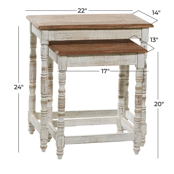 9th & Pike&#174; Nesting Mango Wood Side Tables - Set Of 2