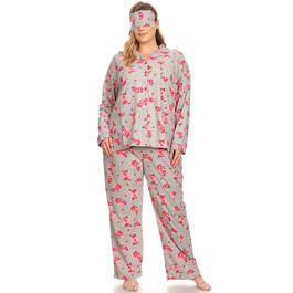 Plus Size White Mark 3pc. Grey Rose Pajama Set