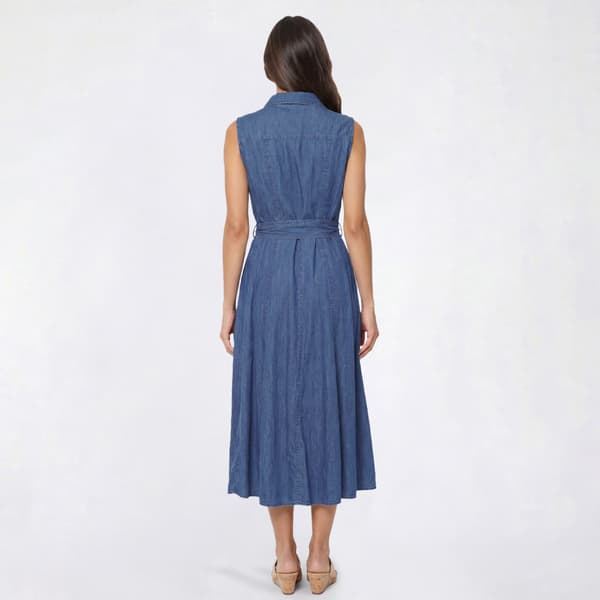 Womens Nautica Sleeveless Chambray Denim Midi Dress