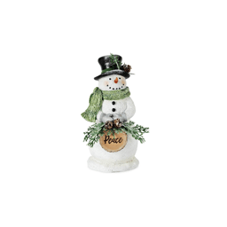 Melrose Holiday Snowman Figurine with Frosted Pine - Set of 3