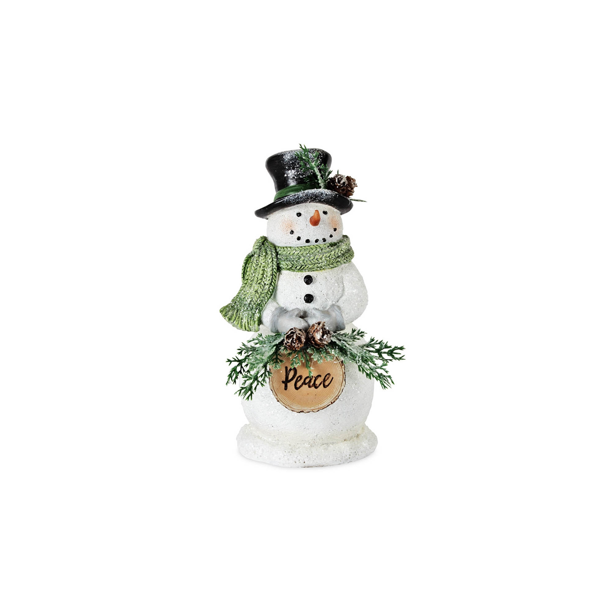 Melrose Holiday Snowman Figurine with Frosted Pine - Set of 3