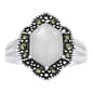 Marsala Silver Plated Marcasite & Mother of Pearl Post Ring - image 1